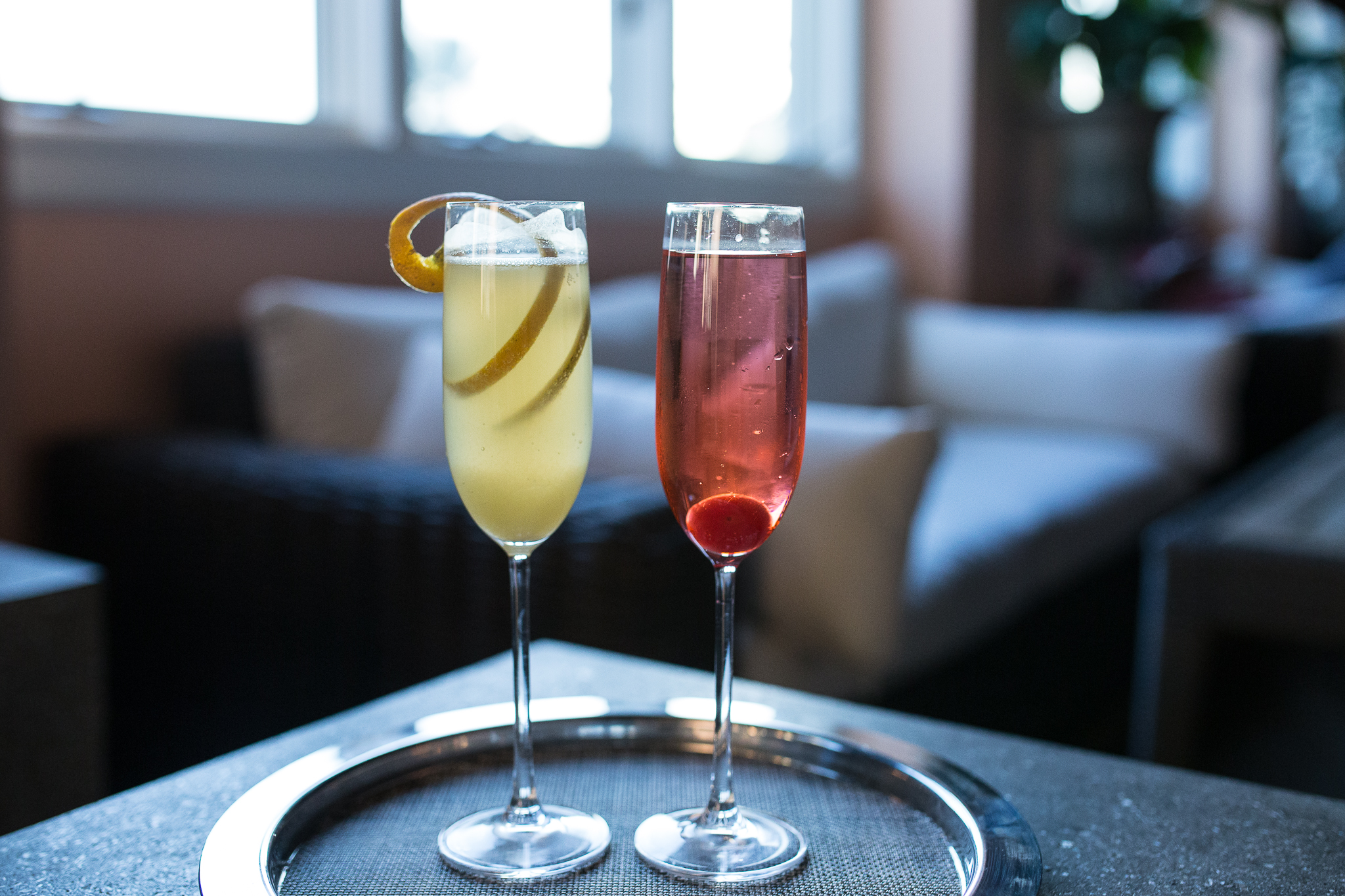 American Gymkhana - Ginger Peach Bellini + Blood Orange & Clove Mimosa